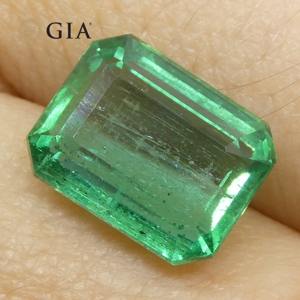 4.35ct Octagonal/Emerald Cut Green Emerald GIA Certified Zambia (F1) - Skyjems Wholesale Gemstones