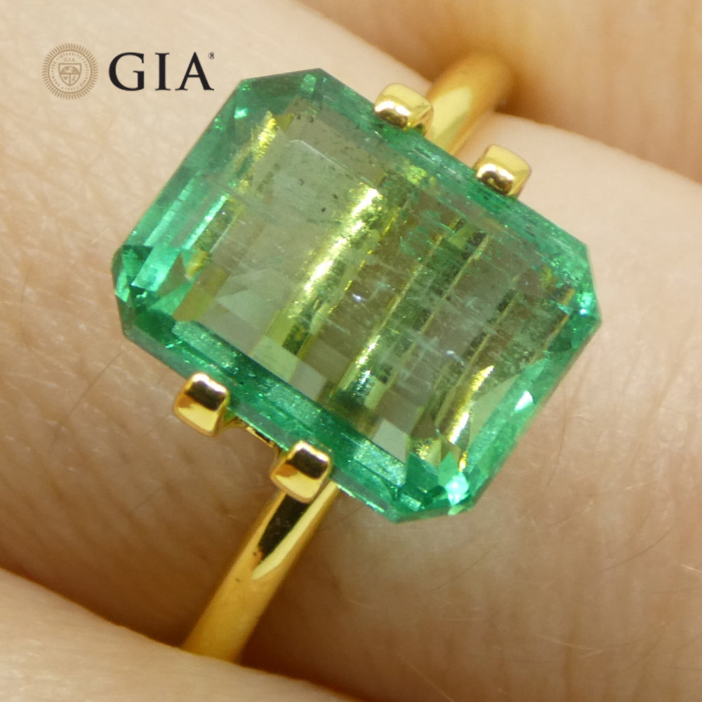 4.35ct Octagonal/Emerald Cut Green Emerald GIA Certified Zambia (F1) - Skyjems Wholesale Gemstones