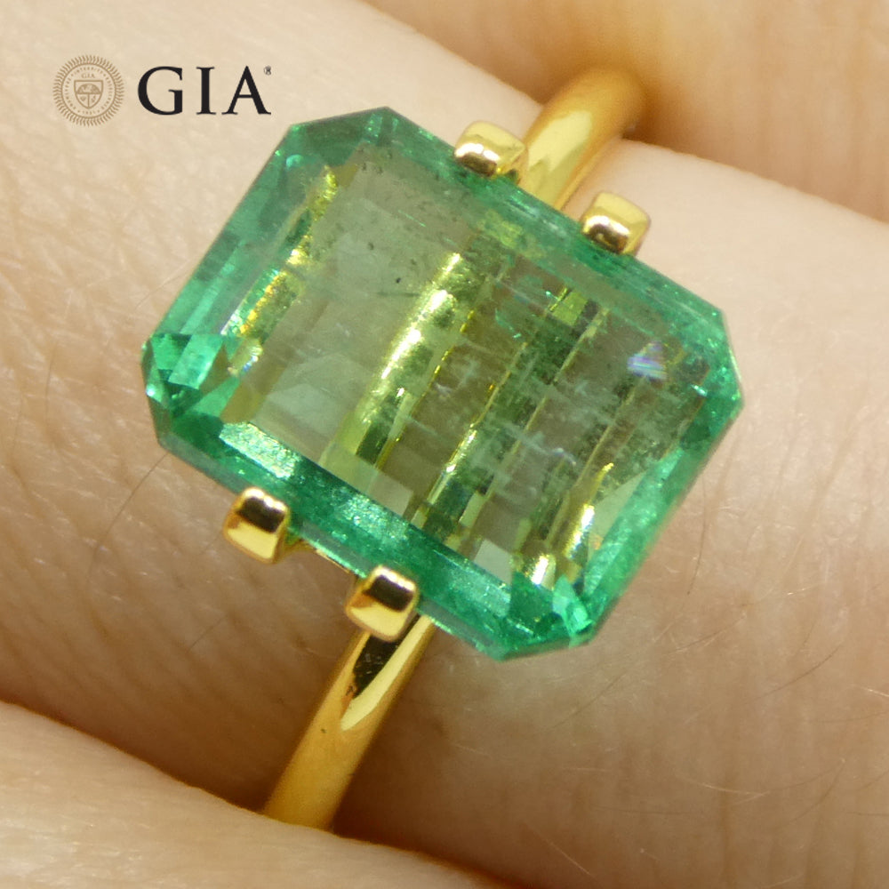 4.35ct Octagonal/Emerald Cut Green Emerald GIA Certified Zambia (F1) - Skyjems Wholesale Gemstones