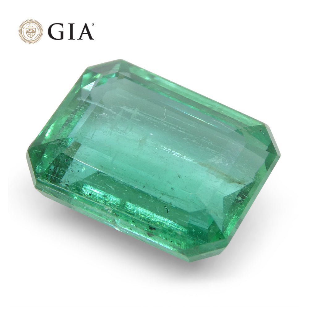 4.35ct Octagonal/Emerald Cut Green Emerald GIA Certified Zambia (F1) - Skyjems Wholesale Gemstones