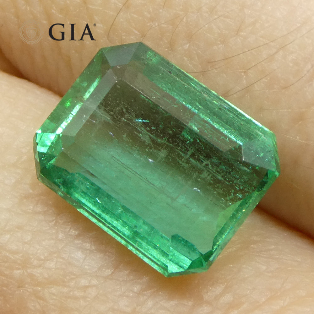 4.35ct Octagonal/Emerald Cut Green Emerald GIA Certified Zambia (F1) - Skyjems Wholesale Gemstones