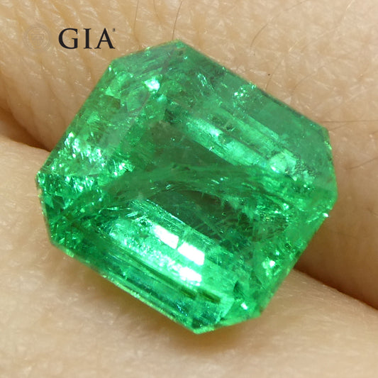 3.64ct Octagonal/Emerald Cut Green Emerald GIA Certified Zambia (F2)