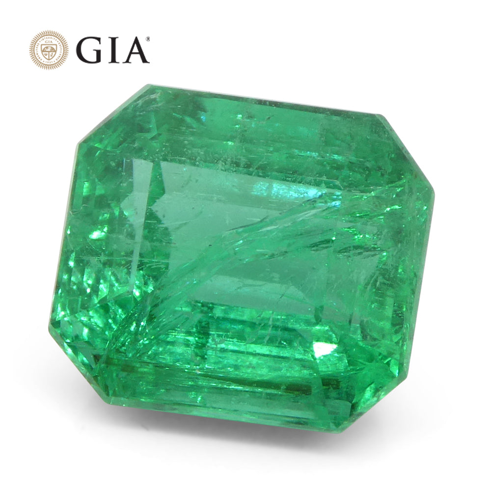 3.64ct Octagonal/Emerald Cut Green Emerald GIA Certified Zambia (F2)