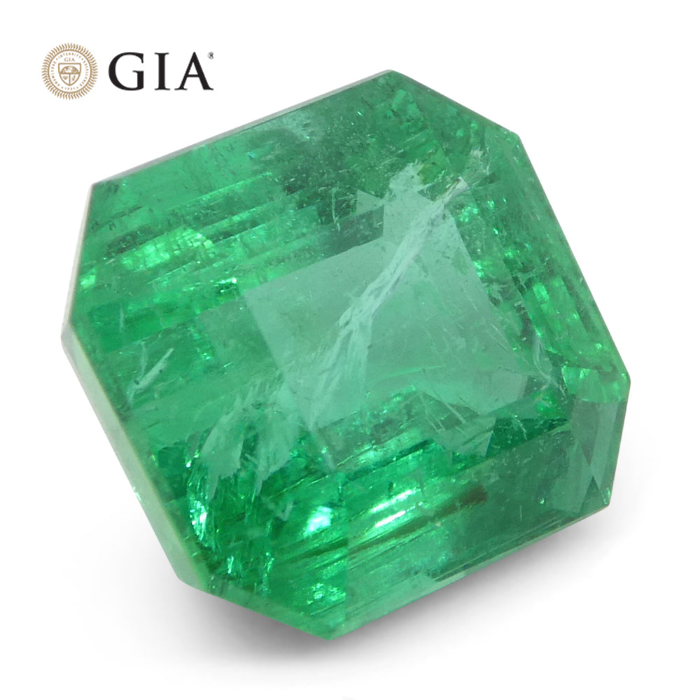 3.64ct Octagonal/Emerald Cut Green Emerald GIA Certified Zambia (F2)