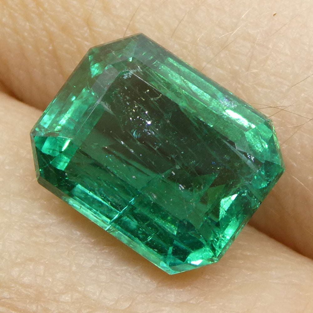 4.93ct Octagonal/Emerald Cut Green Emerald GIA Certified Zambia (F2) - Skyjems Wholesale Gemstones