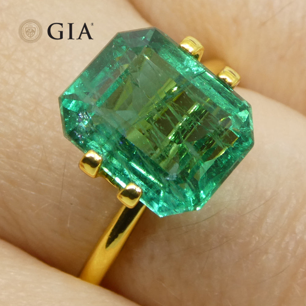 4.93ct Octagonal/Emerald Cut Green Emerald GIA Certified Zambia (F2) - Skyjems Wholesale Gemstones
