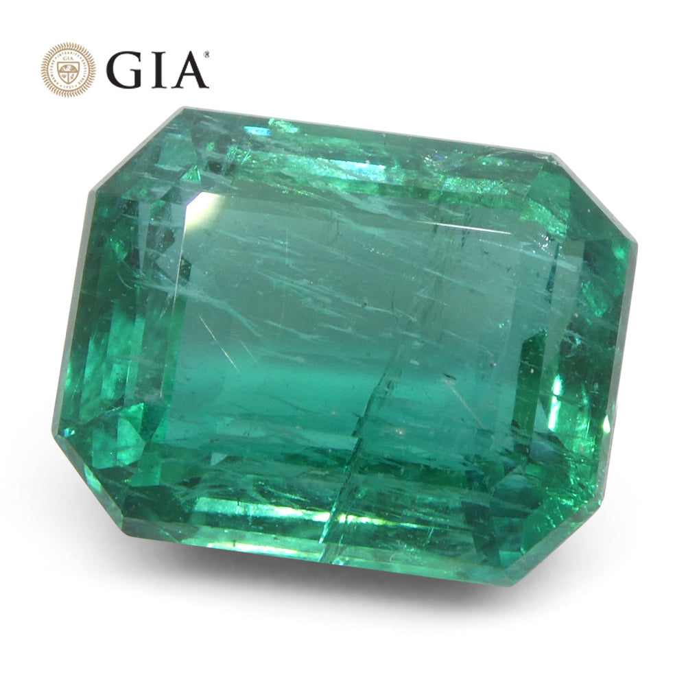 4.93ct Octagonal/Emerald Cut Green Emerald GIA Certified Zambia (F2) - Skyjems Wholesale Gemstones