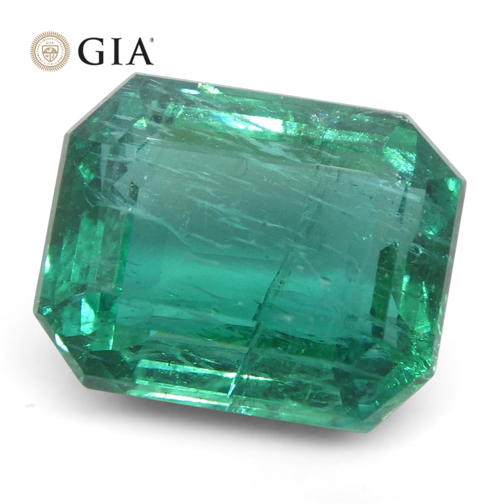 4.93ct Octagonal/Emerald Cut Green Emerald GIA Certified Zambia (F2) - Skyjems Wholesale Gemstones