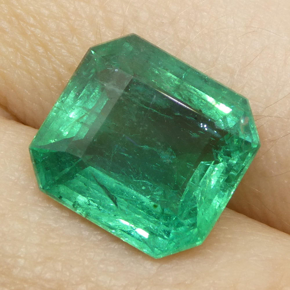 5.29ct Octagonal/Emerald Cut Green Emerald GIA Certified Zambia (F2) - Skyjems Wholesale Gemstones