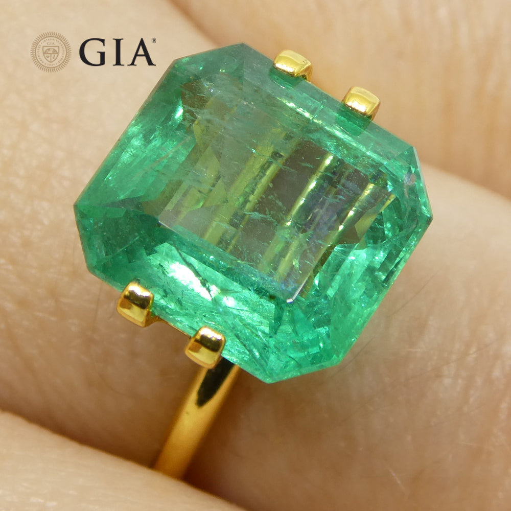 5.29ct Octagonal/Emerald Cut Green Emerald GIA Certified Zambia (F2) - Skyjems Wholesale Gemstones