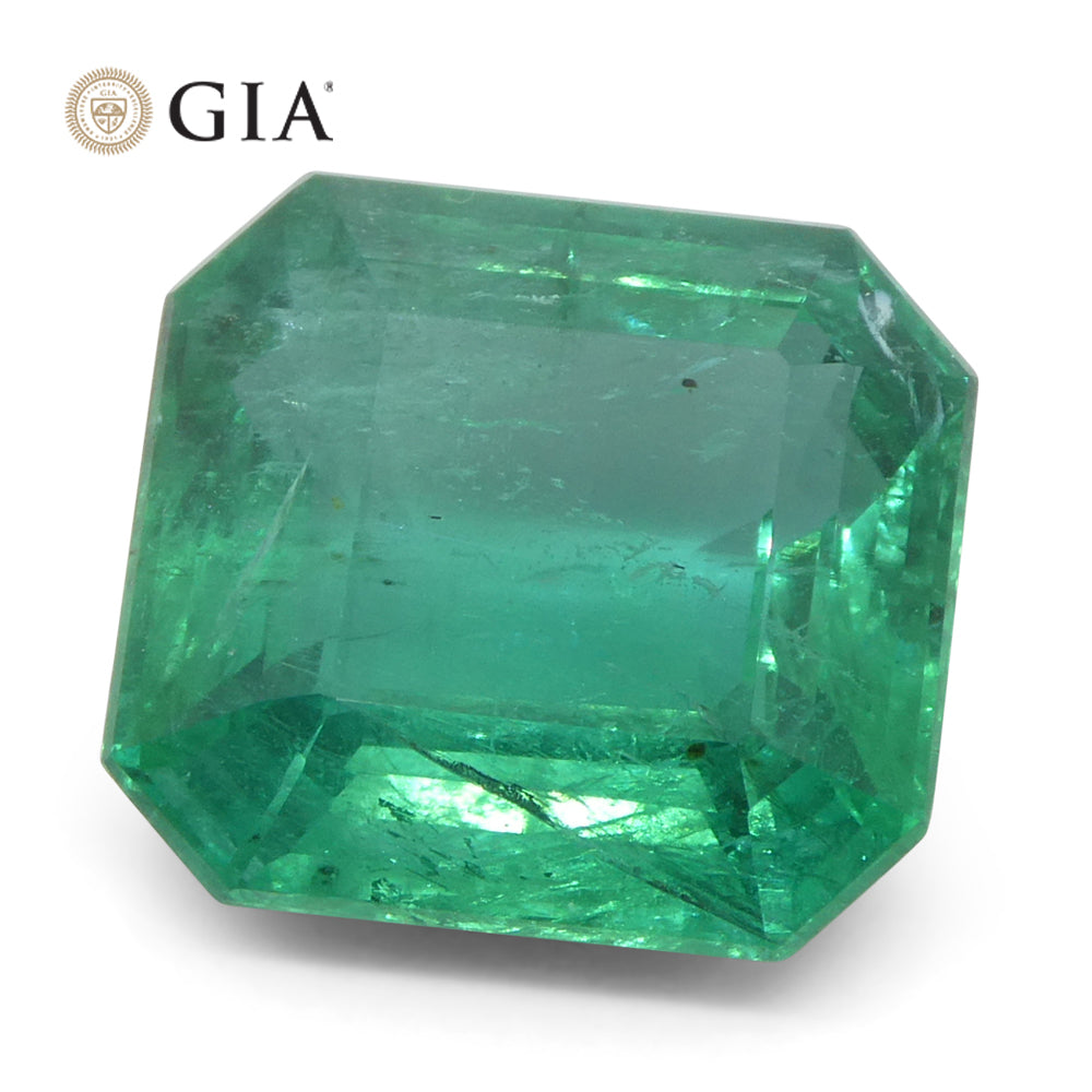 5.29ct Octagonal/Emerald Cut Green Emerald GIA Certified Zambia (F2) - Skyjems Wholesale Gemstones