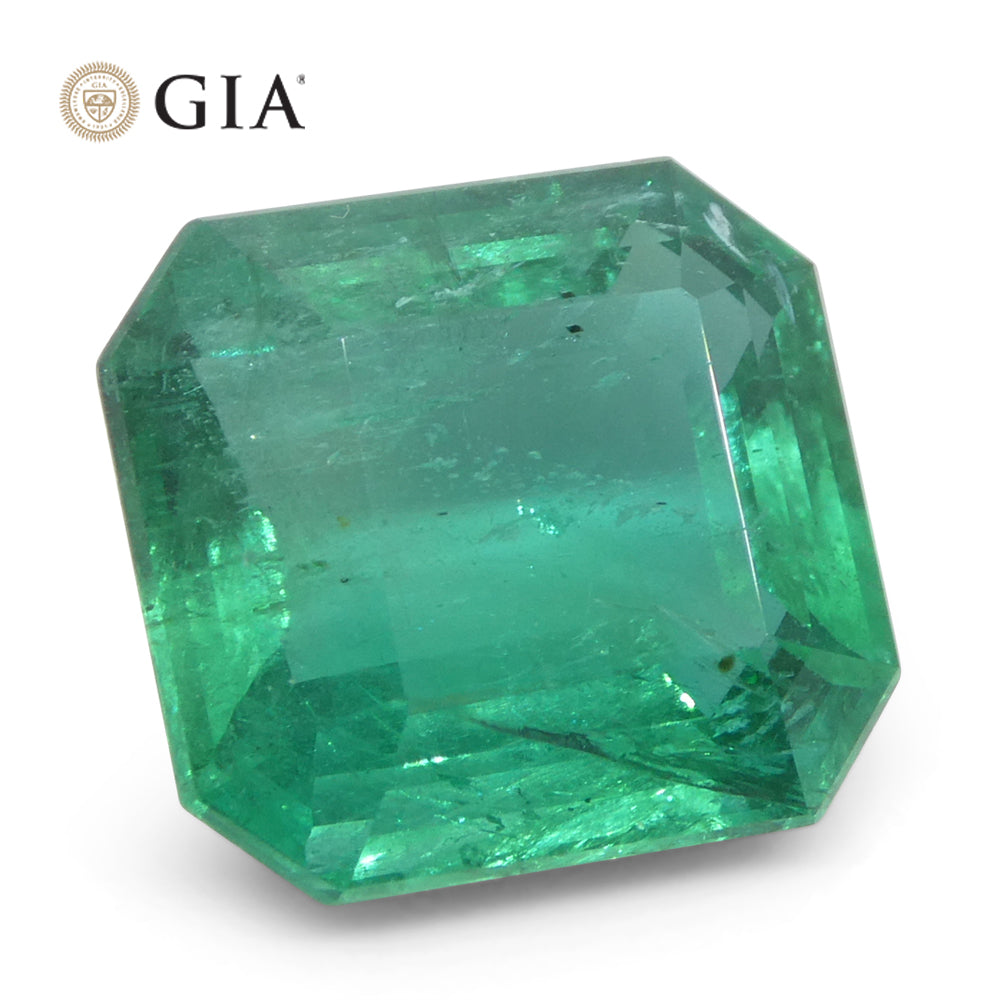 5.29ct Octagonal/Emerald Cut Green Emerald GIA Certified Zambia (F2) - Skyjems Wholesale Gemstones