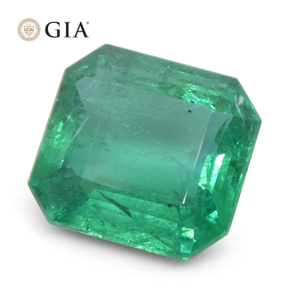 5.29ct Octagonal/Emerald Cut Green Emerald GIA Certified Zambia (F2) - Skyjems Wholesale Gemstones