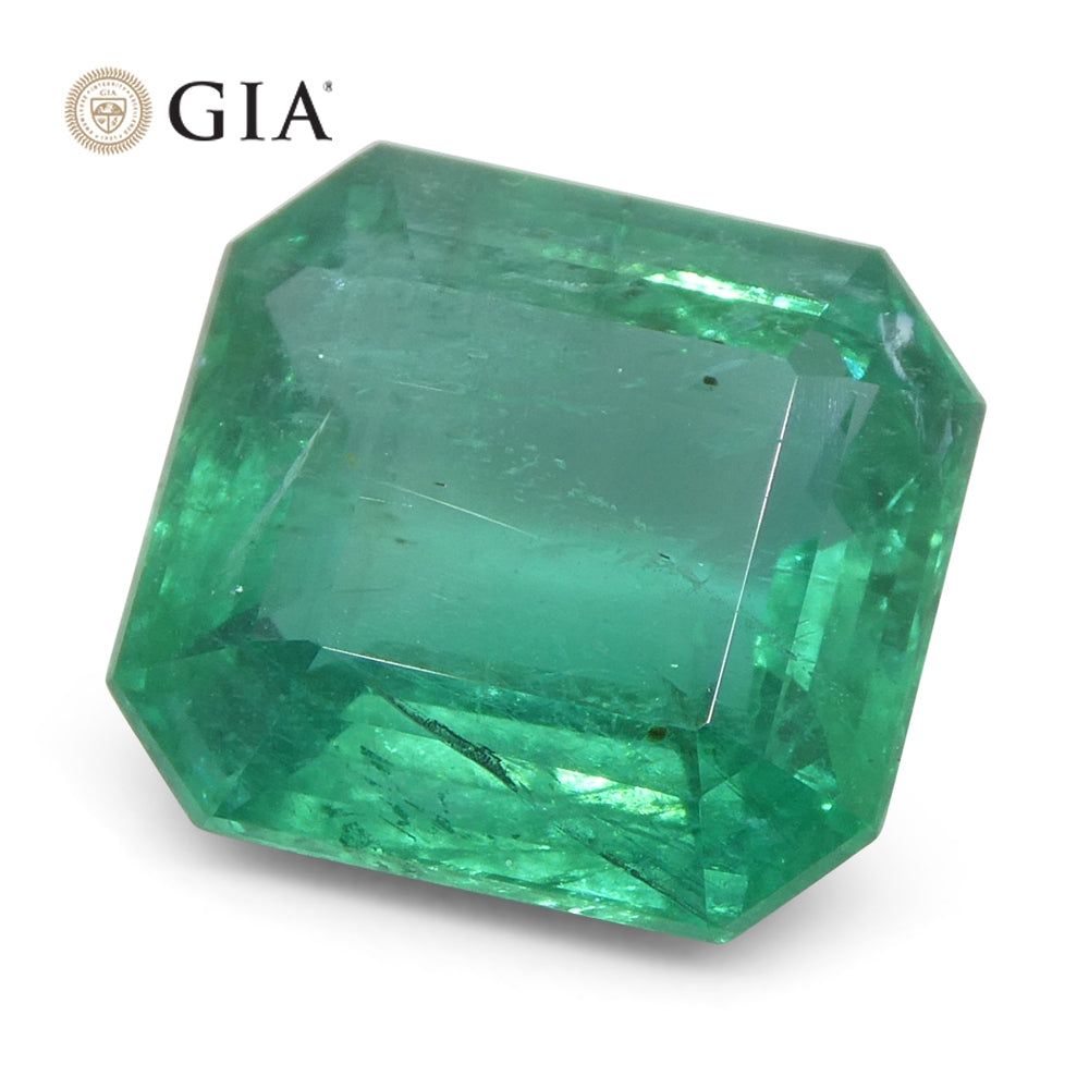 5.29ct Octagonal/Emerald Cut Green Emerald GIA Certified Zambia (F2) - Skyjems Wholesale Gemstones