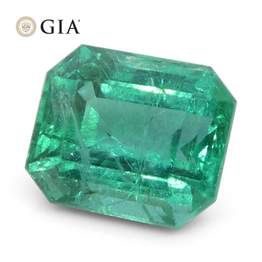 6.41ct Octagonal/Emerald Cut Green Emerald GIA Certified Zambia (F2)