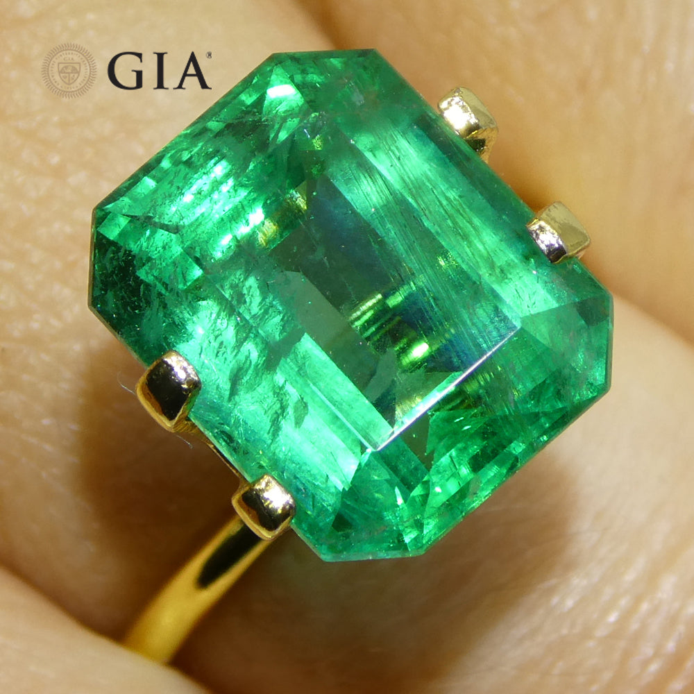 6.99ct Octagonal/Emerald Cut Green Emerald GIA Certified Zambia (F2) - Skyjems Wholesale Gemstones