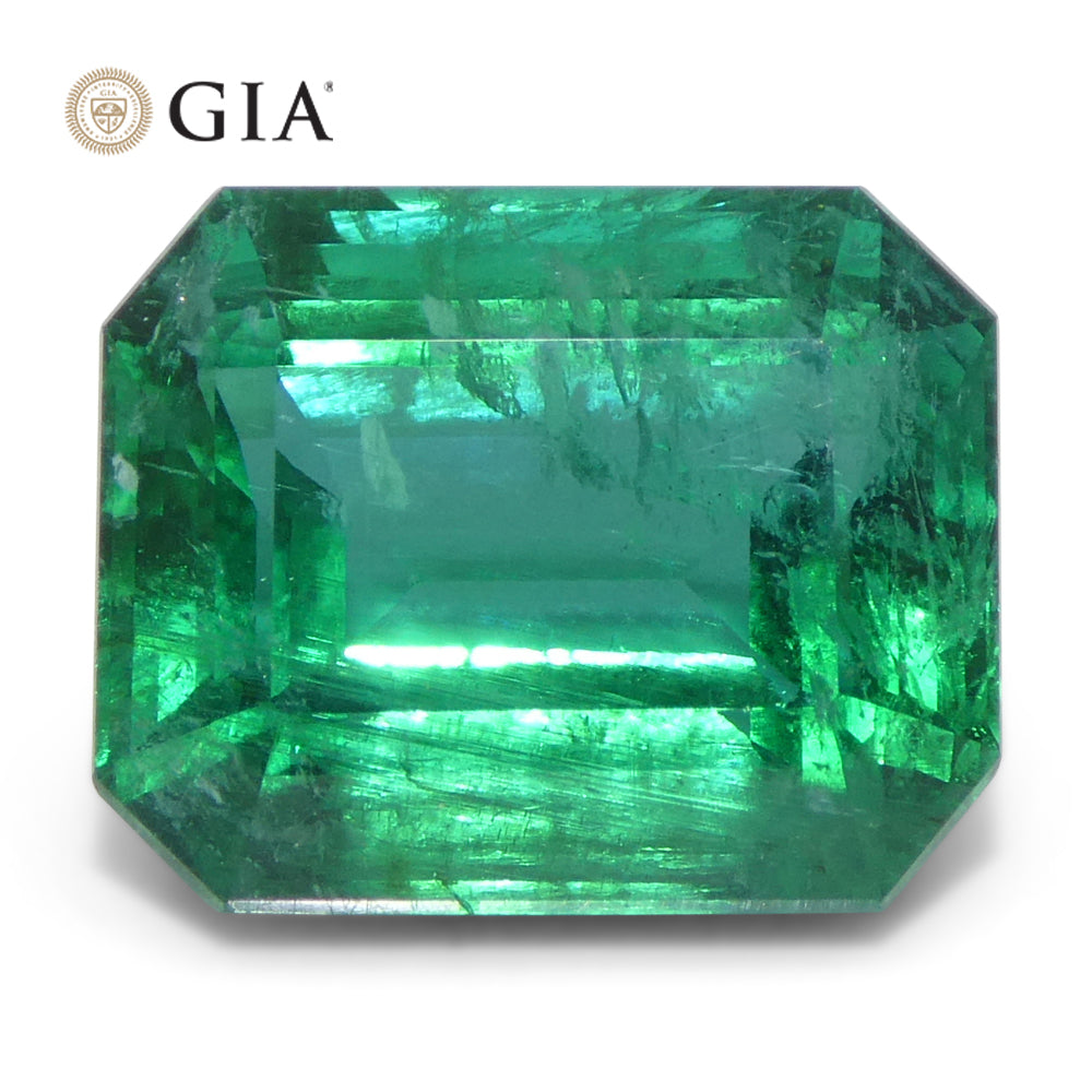 6.99ct Octagonal/Emerald Cut Green Emerald GIA Certified Zambia (F2) - Skyjems Wholesale Gemstones