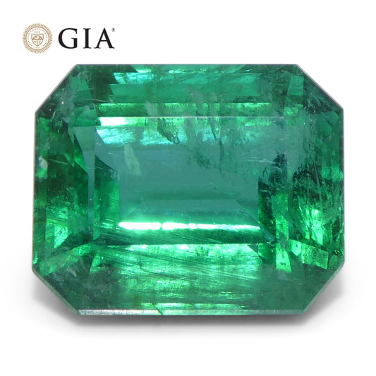 6.99ct Octagonal/Emerald Cut Green Emerald GIA Certified Zambia (F2) - Skyjems Wholesale Gemstones