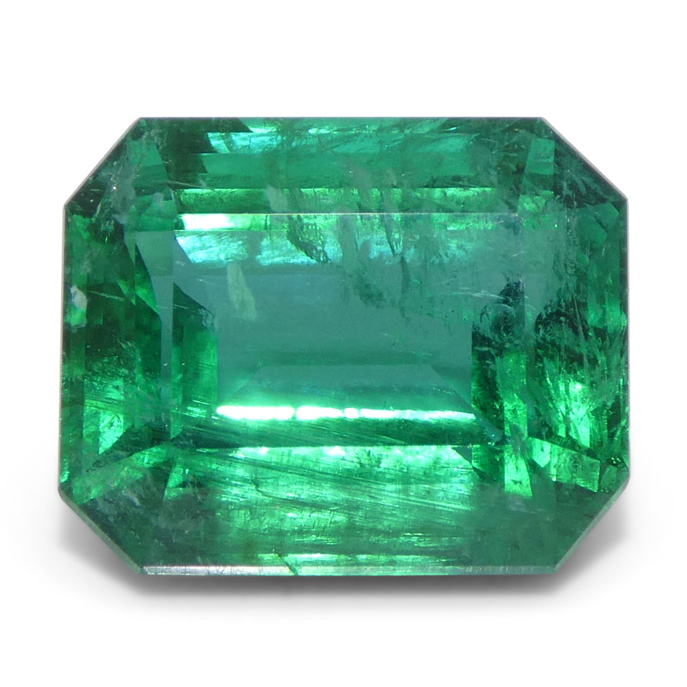 6.99ct Octagonal/Emerald Cut Green Emerald GIA Certified Zambia (F2) - Skyjems Wholesale Gemstones