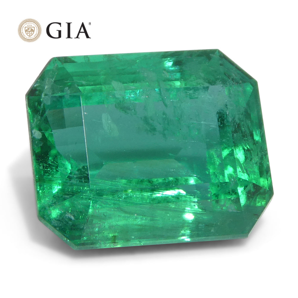 6.99ct Octagonal/Emerald Cut Green Emerald GIA Certified Zambia (F2) - Skyjems Wholesale Gemstones