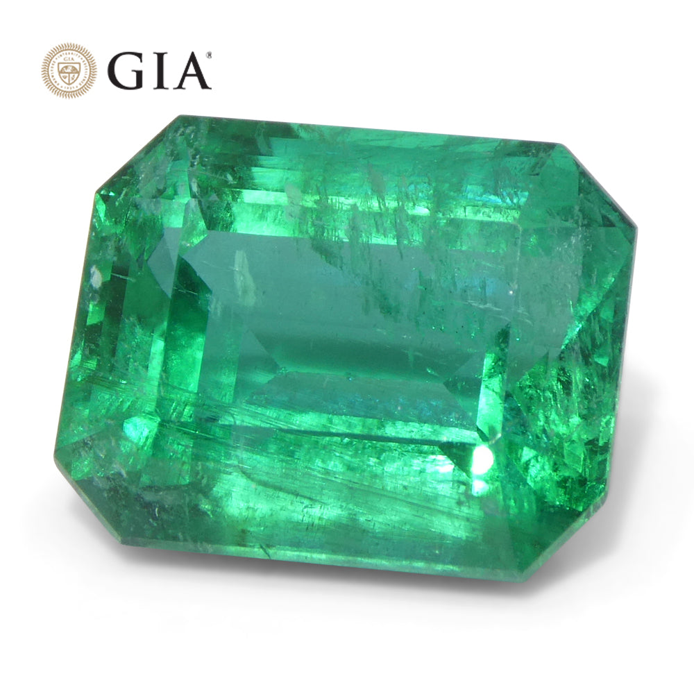 6.99ct Octagonal/Emerald Cut Green Emerald GIA Certified Zambia (F2) - Skyjems Wholesale Gemstones