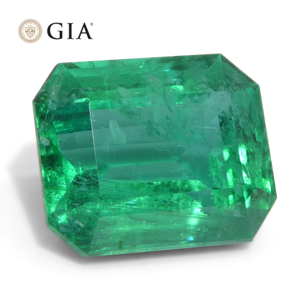 6.99ct Octagonal/Emerald Cut Green Emerald GIA Certified Zambia (F2) - Skyjems Wholesale Gemstones