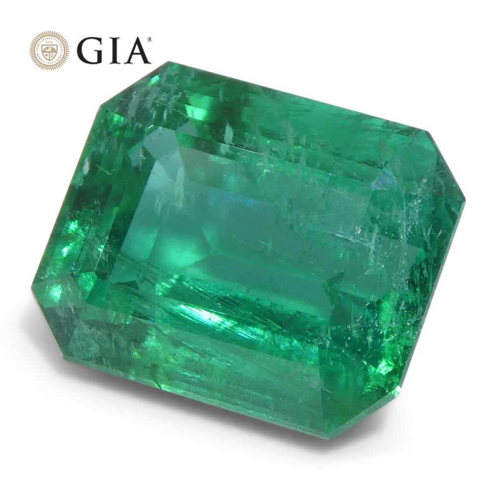 6.99ct Octagonal/Emerald Cut Green Emerald GIA Certified Zambia (F2) - Skyjems Wholesale Gemstones