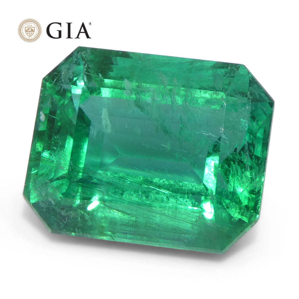 6.99ct Octagonal/Emerald Cut Green Emerald GIA Certified Zambia (F2) - Skyjems Wholesale Gemstones