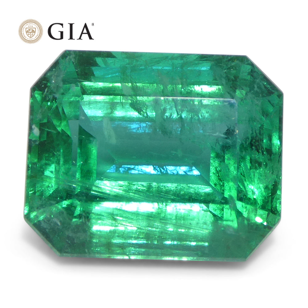 6.99ct Octagonal/Emerald Cut Green Emerald GIA Certified Zambia (F2) - Skyjems Wholesale Gemstones