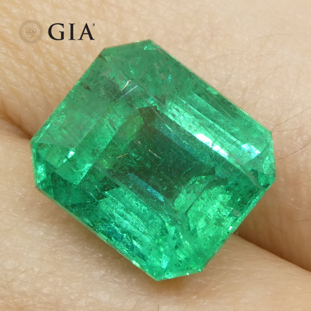 8.82ct Octagonal/Emerald Cut Green Emerald GIA Certified Zambia (F2) - Skyjems Wholesale Gemstones