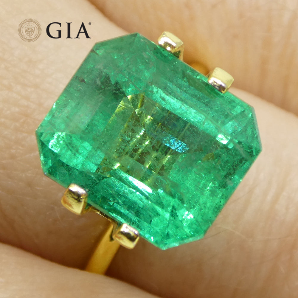 8.82ct Octagonal/Emerald Cut Green Emerald GIA Certified Zambia (F2) - Skyjems Wholesale Gemstones