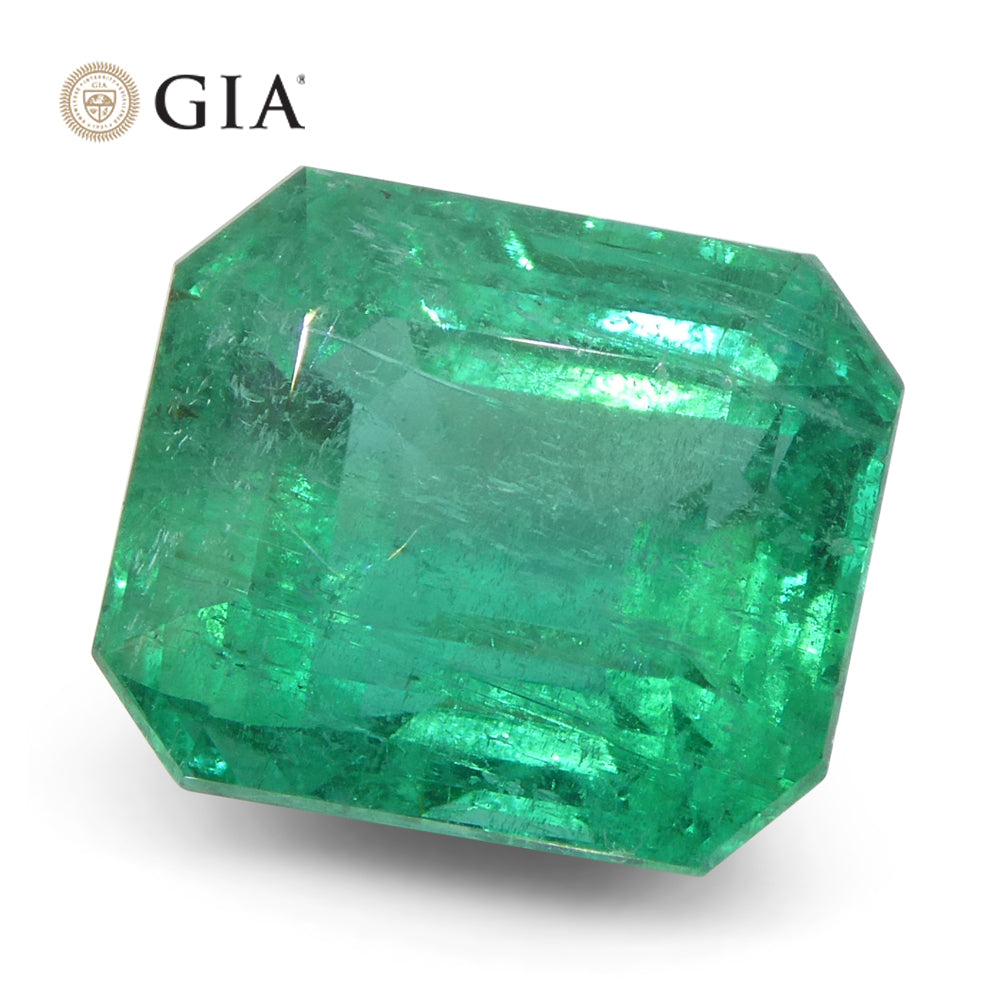 8.82ct Octagonal/Emerald Cut Green Emerald GIA Certified Zambia (F2) - Skyjems Wholesale Gemstones