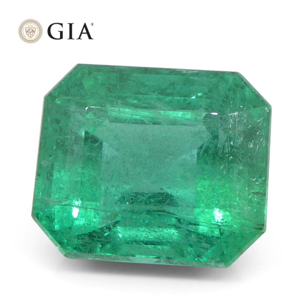 8.82ct Octagonal/Emerald Cut Green Emerald GIA Certified Zambia (F2) - Skyjems Wholesale Gemstones