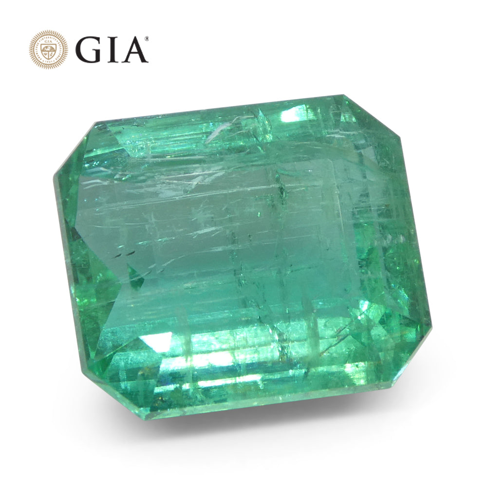 6.59ct Octagonal/Emerald Cut Green Emerald GIA Certified Zambia (F2) - Skyjems Wholesale Gemstones