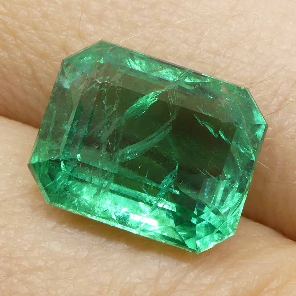 6.45ct Octagonal/Emerald Cut Green Emerald GIA Certified Zambia (F2) - Skyjems Wholesale Gemstones