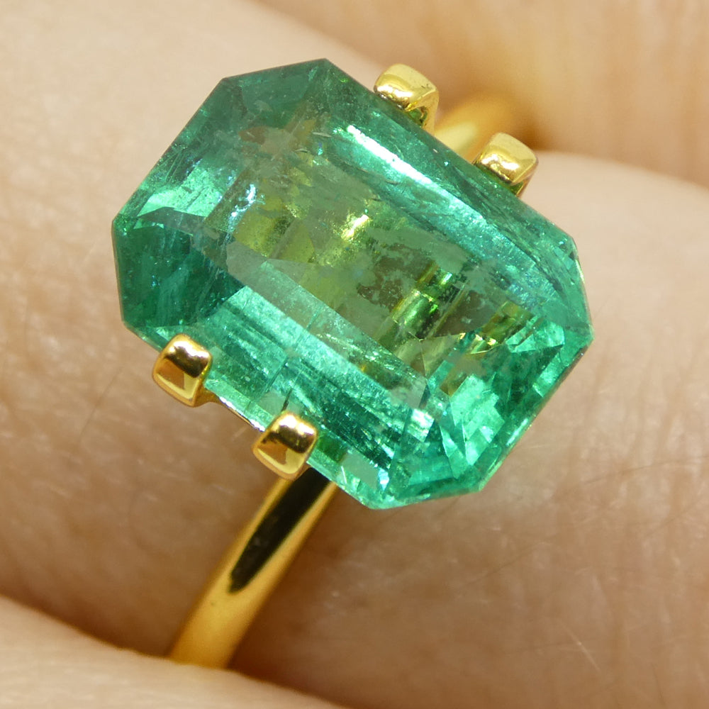 2.95ct Octagonal/Emerald Cut Green Emerald GIA Certified Zambia (F1) - Skyjems Wholesale Gemstones