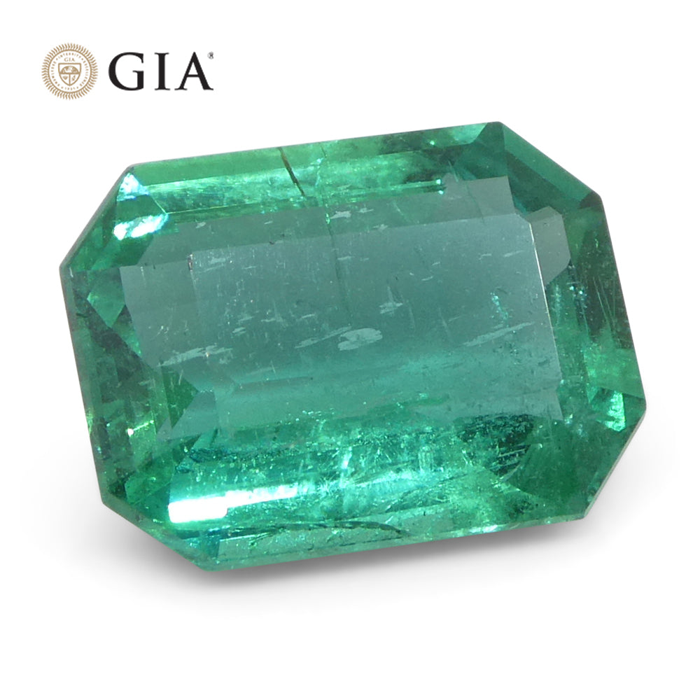 2.95ct Octagonal/Emerald Cut Green Emerald GIA Certified Zambia (F1) - Skyjems Wholesale Gemstones