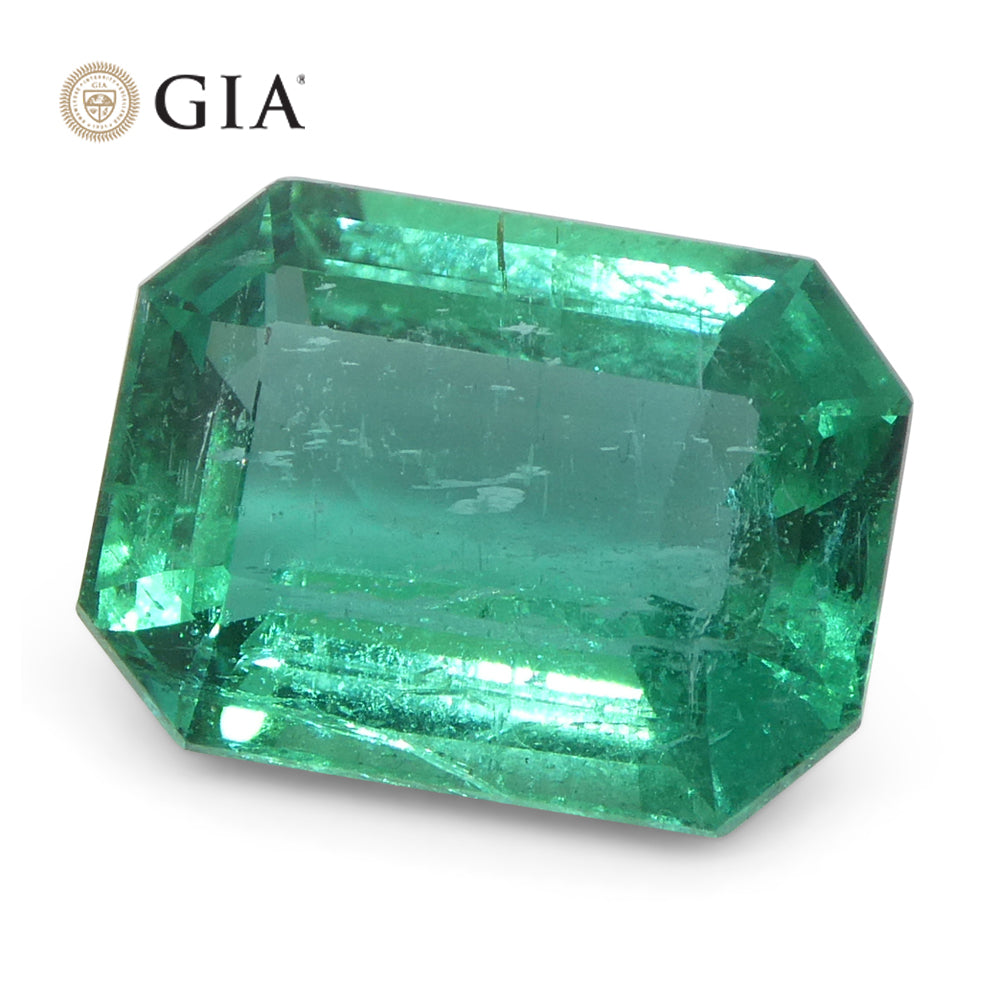 2.95ct Octagonal/Emerald Cut Green Emerald GIA Certified Zambia (F1) - Skyjems Wholesale Gemstones