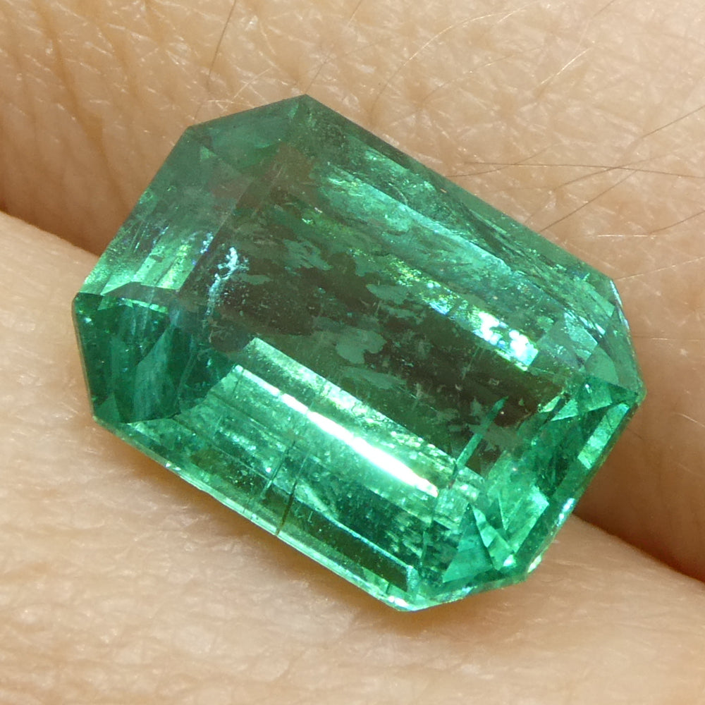 2.95ct Octagonal/Emerald Cut Green Emerald GIA Certified Zambia (F1) - Skyjems Wholesale Gemstones