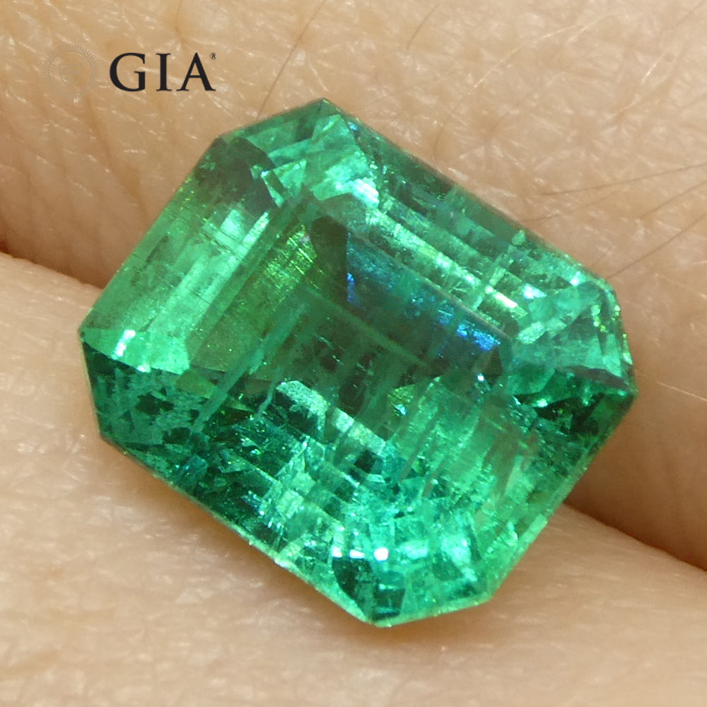 2.49ct Octagonal/Emerald Cut Green Emerald GIA Certified Zambia (F2)