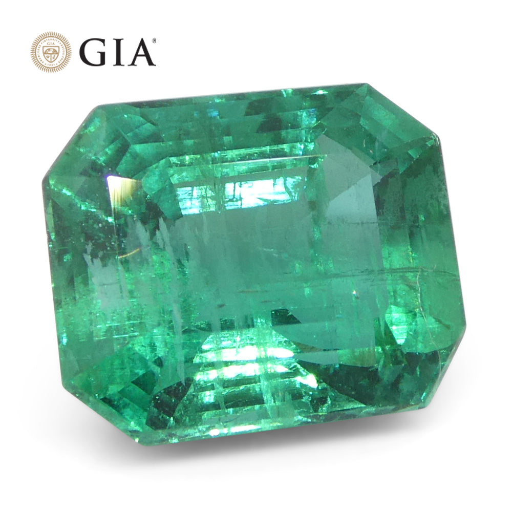 2.49ct Octagonal/Emerald Cut Green Emerald GIA Certified Zambia (F2)