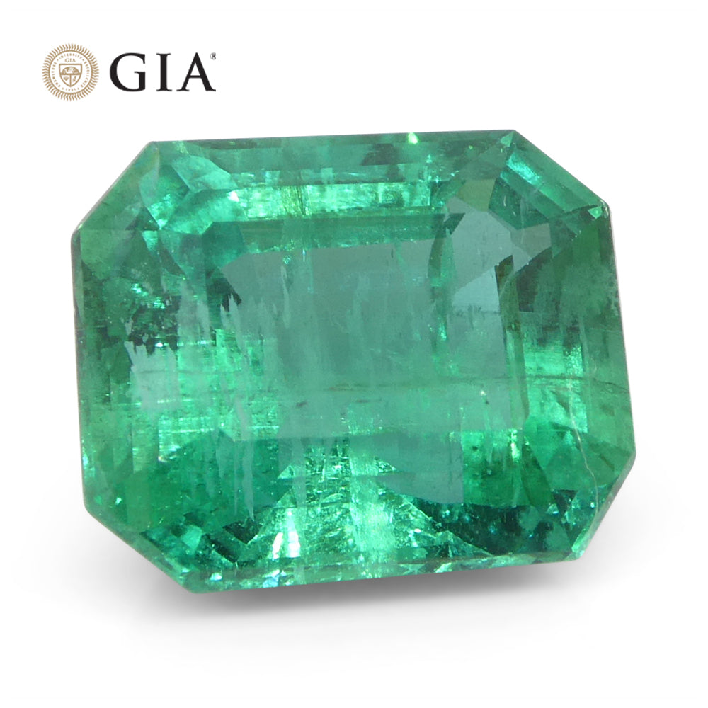 2.49ct Octagonal/Emerald Cut Green Emerald GIA Certified Zambia (F2)