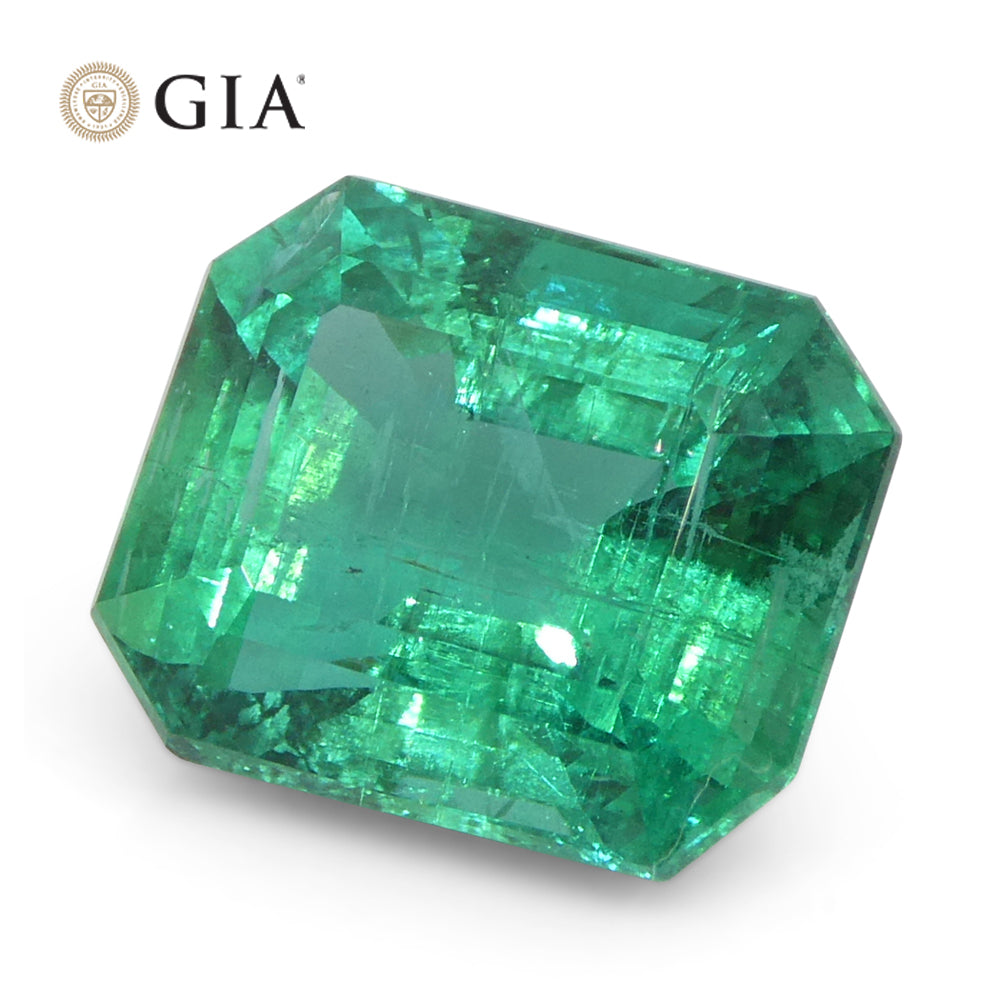 2.49ct Octagonal/Emerald Cut Green Emerald GIA Certified Zambia (F2)