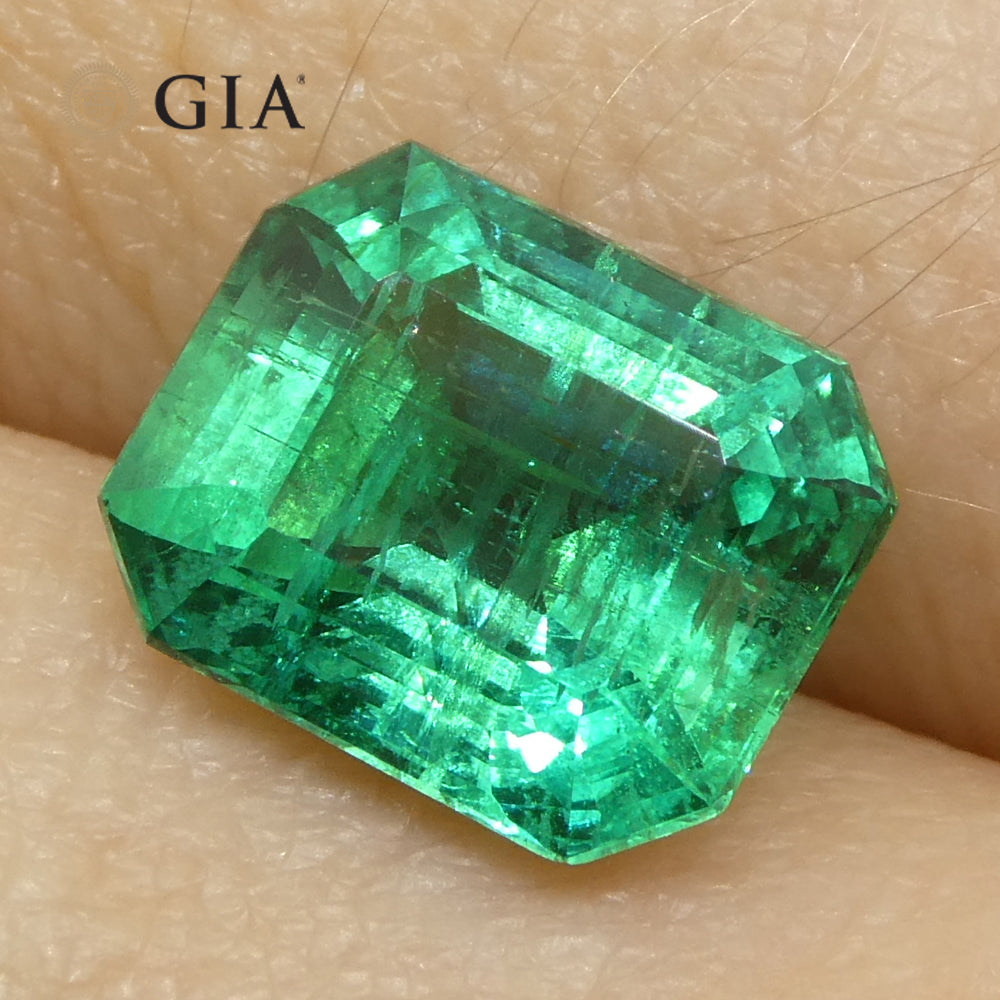 2.49ct Octagonal/Emerald Cut Green Emerald GIA Certified Zambia (F2)