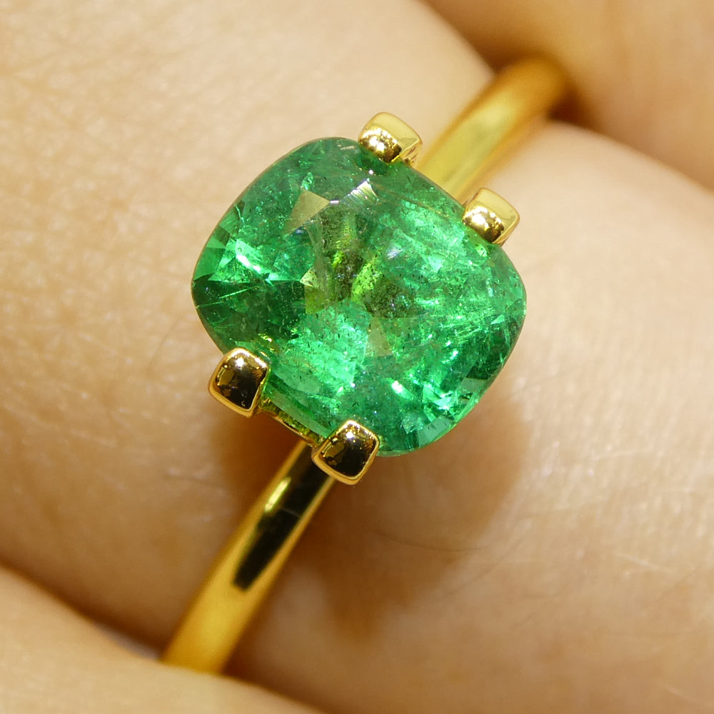 1.31ct Cushion Green Emerald GIA Certified Zambia (F2) - Skyjems Wholesale Gemstones