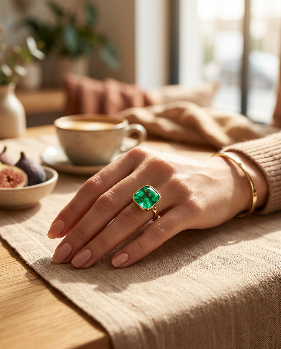 1.31ct cushion cut green emerald, vivid green, eye clean, GIA certified Zambia — Skyjems
