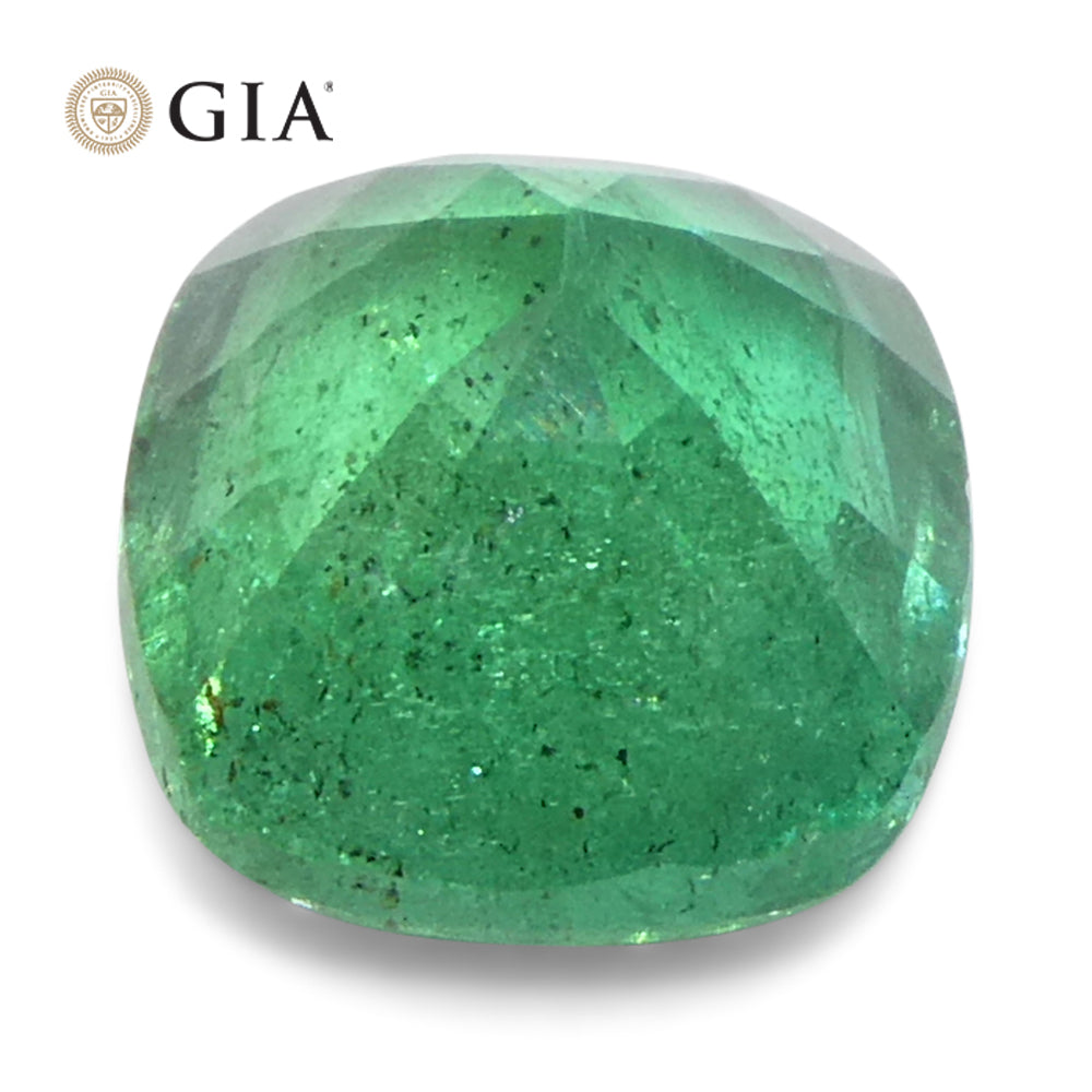 1.31ct Cushion Green Emerald GIA Certified Zambia (F2) - Skyjems Wholesale Gemstones