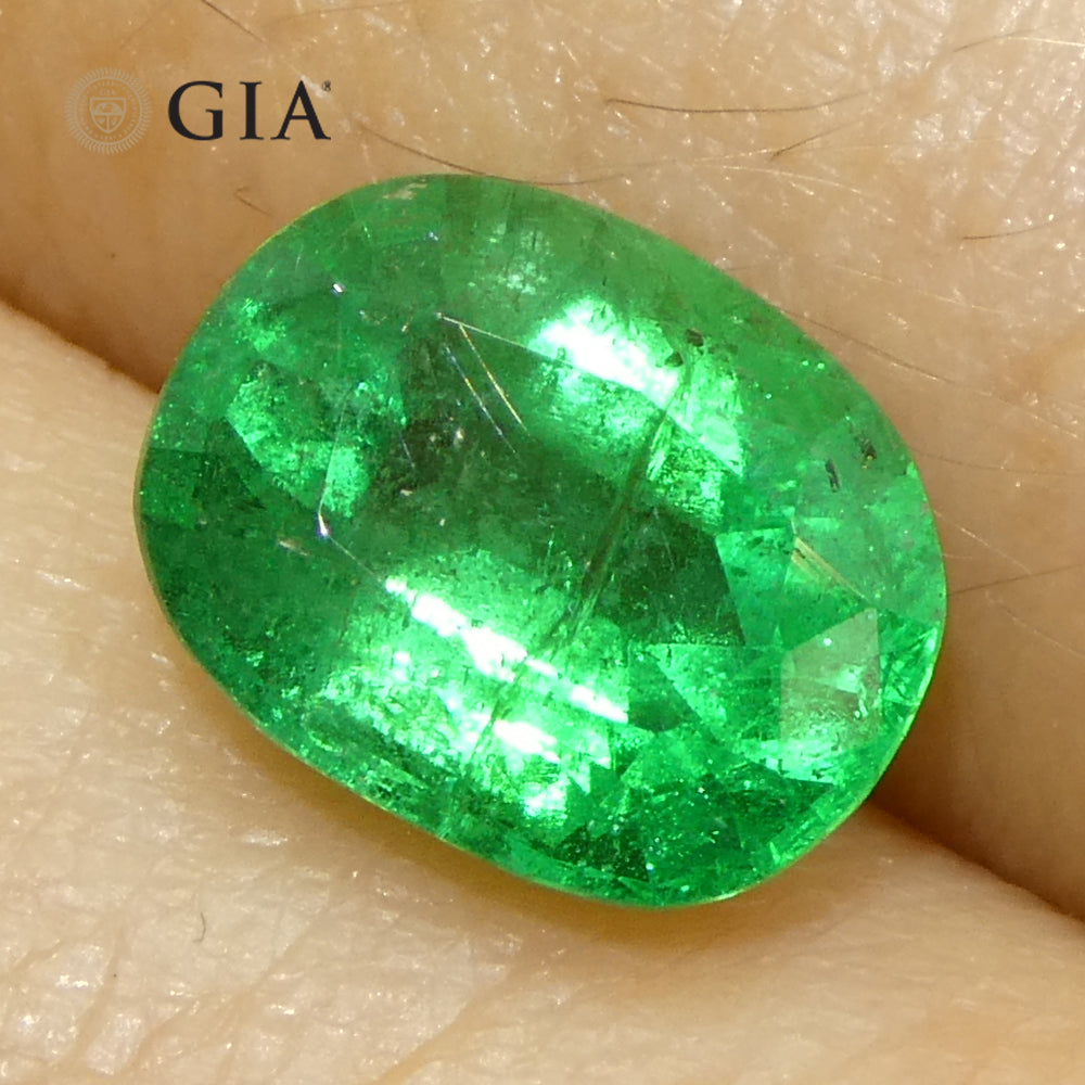 1.57ct Cushion Green Emerald GIA Certified Zambia (F1) - Skyjems Wholesale Gemstones