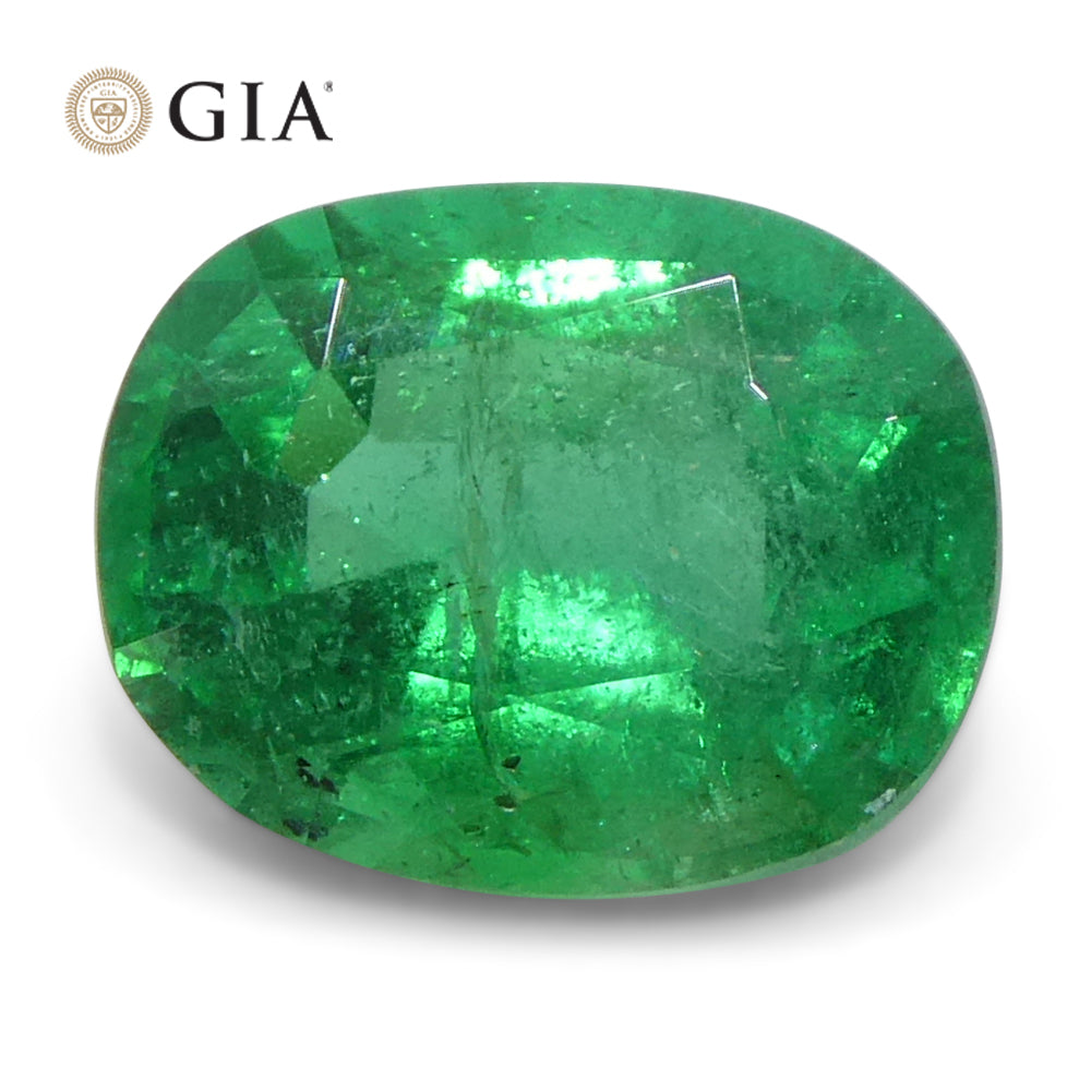 1.57ct Cushion Green Emerald GIA Certified Zambia (F1) - Skyjems Wholesale Gemstones