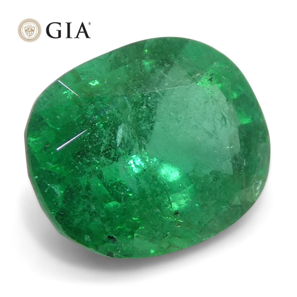 1.57ct Cushion Green Emerald GIA Certified Zambia (F1) - Skyjems Wholesale Gemstones
